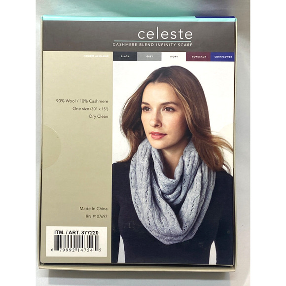 Celeste Women's Cashmere Blend Infinity Scarves Cornflower - Picture 2 of 3